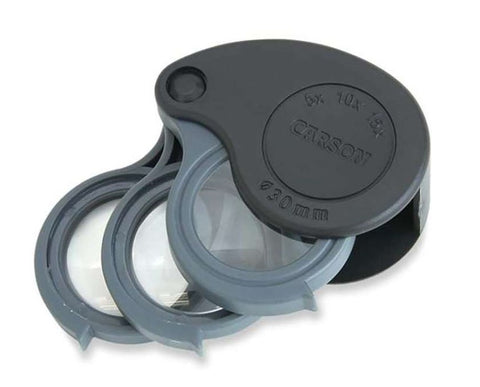Carson ''Triview'' Folding Microscope Loop/Lenses (5x, 10x, 15x)